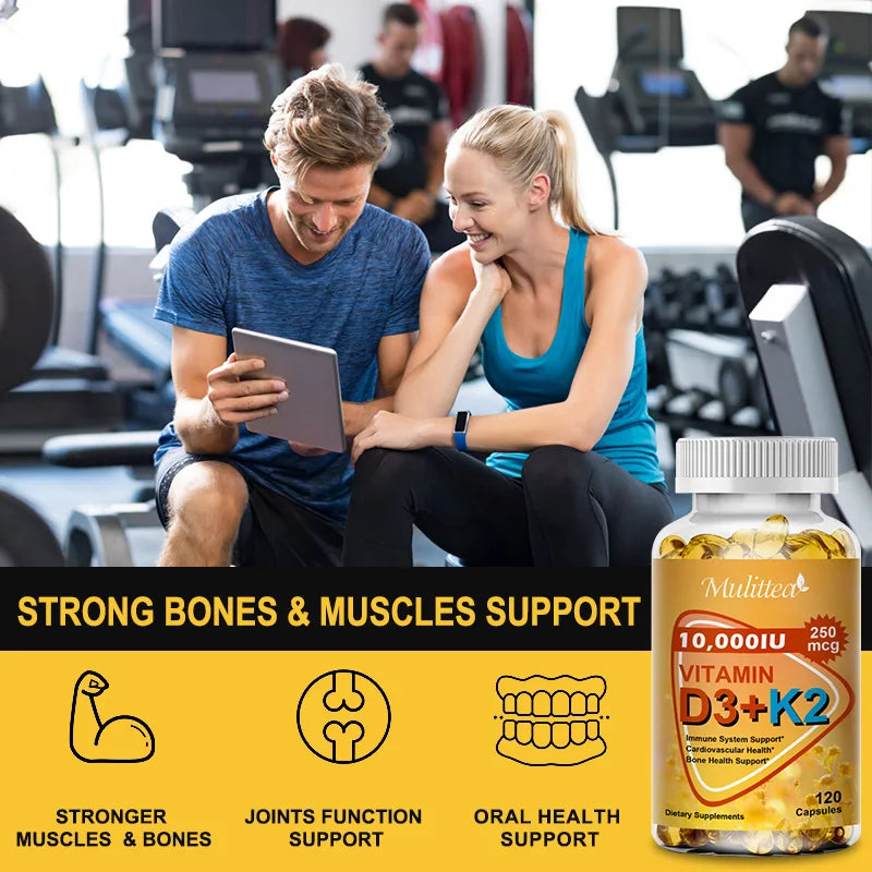 Vitamin D3 + K2 Capsules – 60 Count Dietary Supplement – Made in the USA
