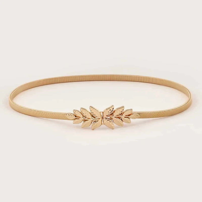 Fashion Leaves Gold Chain Belt Female Waist Adjustable Designer Belts For Women Leaf Luxury Brand Punk Dress Elastic Waistband