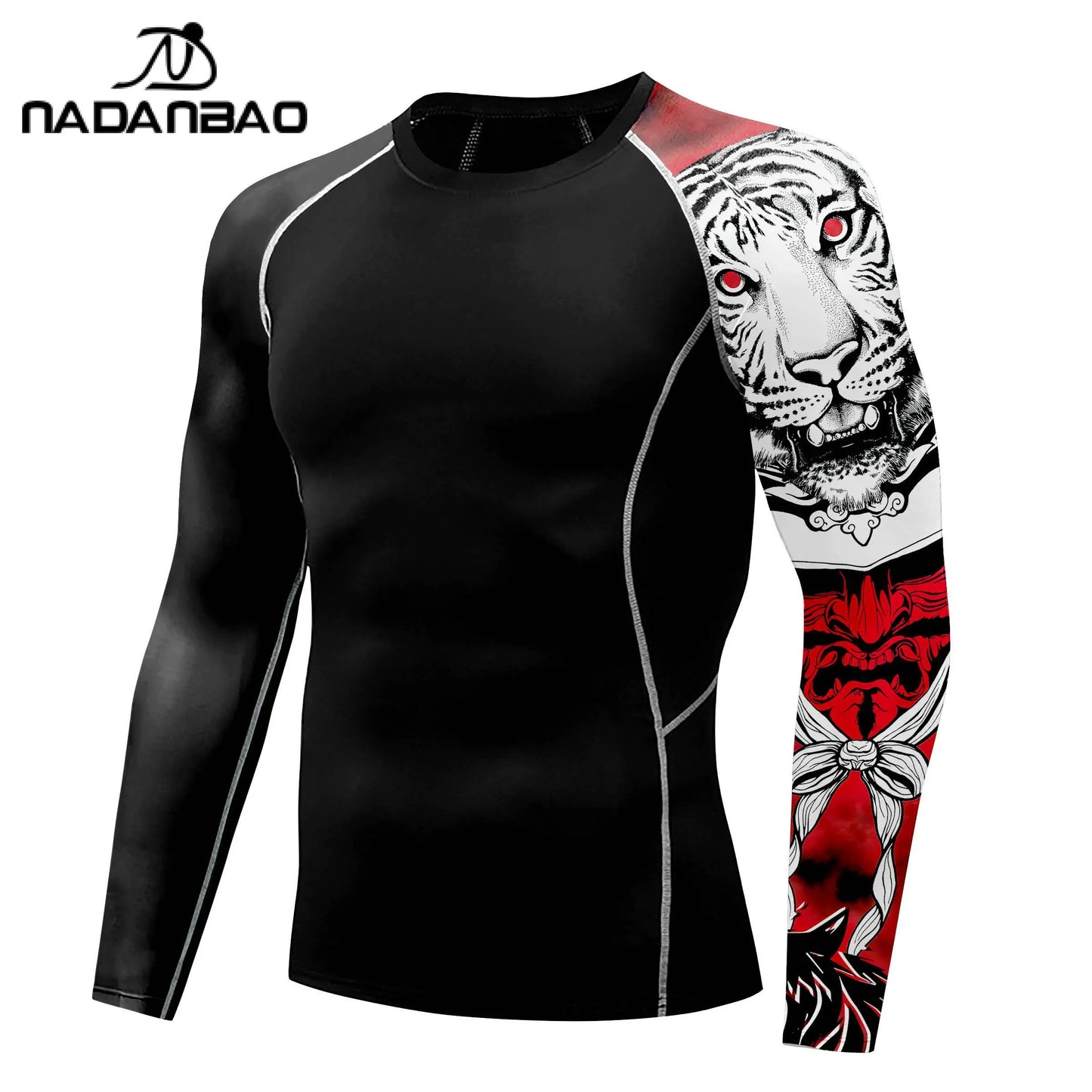 Nadanbao Quick Drying Long Sleeve Surfing Wetsuit for Men Gym Shirts Fitness T-Shirt Summer Swimwear Swimming Top Male Clothes