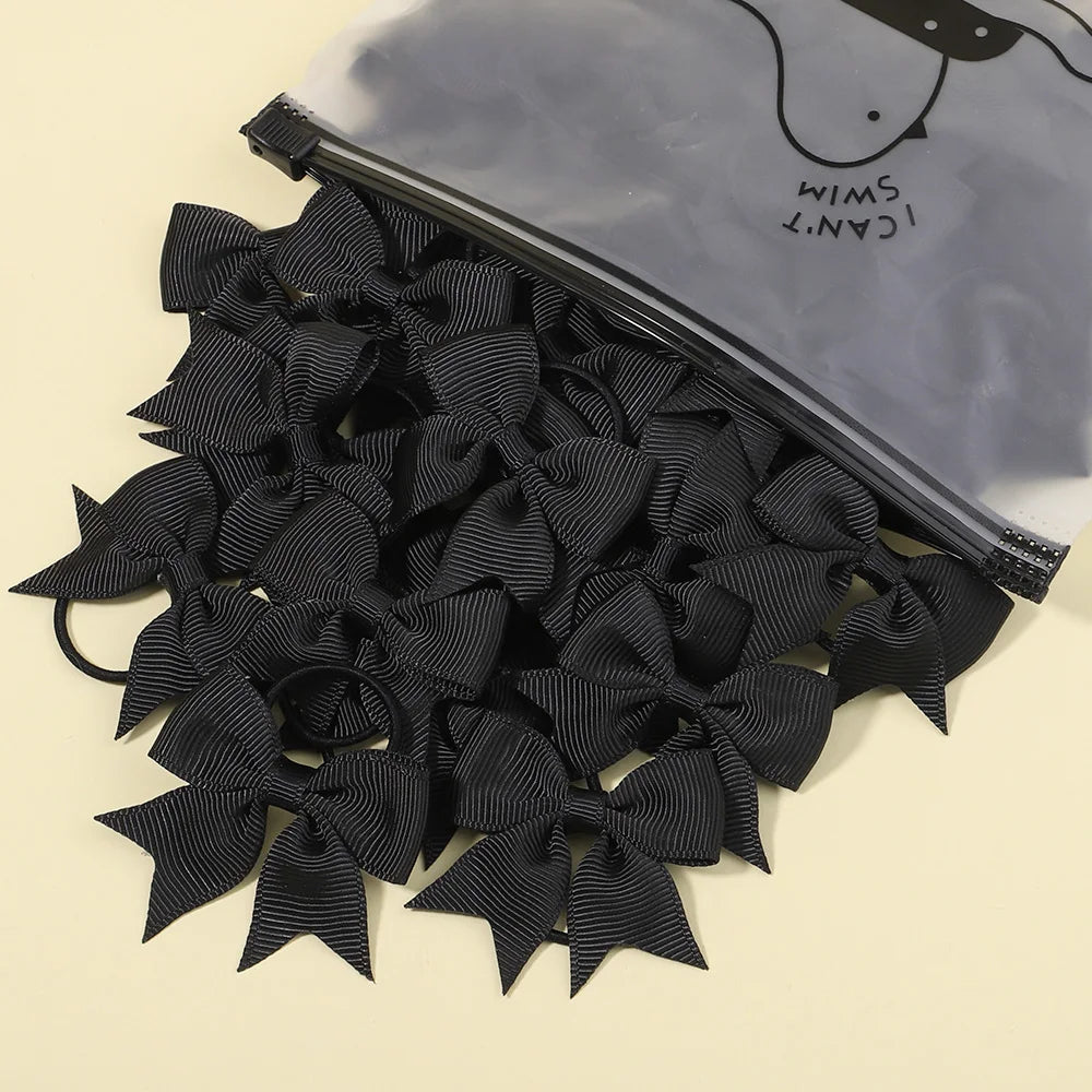 5/10/20Pcs Mini Solid Bows Elastic Hair Bands Small Rubber Band Hair Rope Ponytail Holder Headwear Hair Accessories