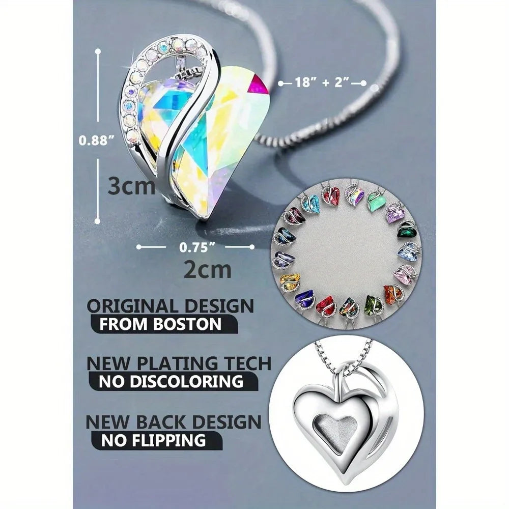 Infinity Love Heart Pendant with Crystals