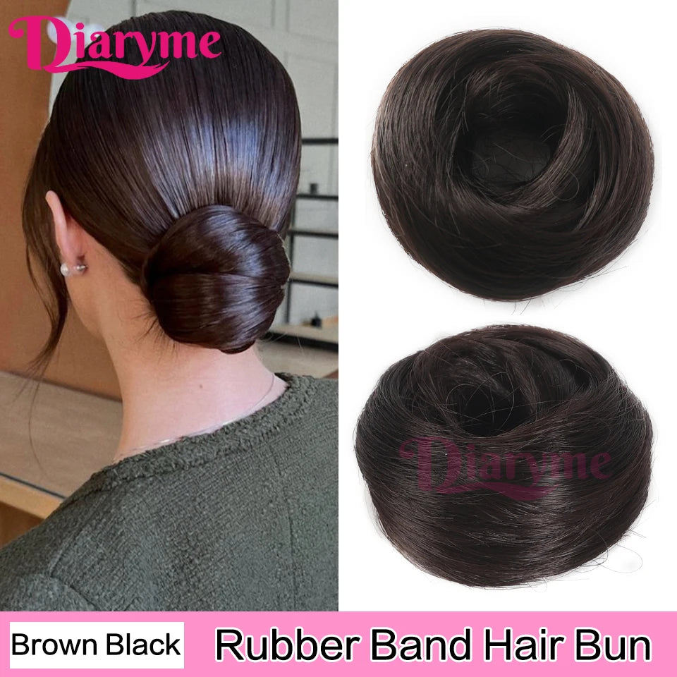 Synthetic Hair Bun Woman Straight Updo hair tie Elastic Rubber Band Chignon Hairpiece Extensions Hair Bands Natural Hairpiece