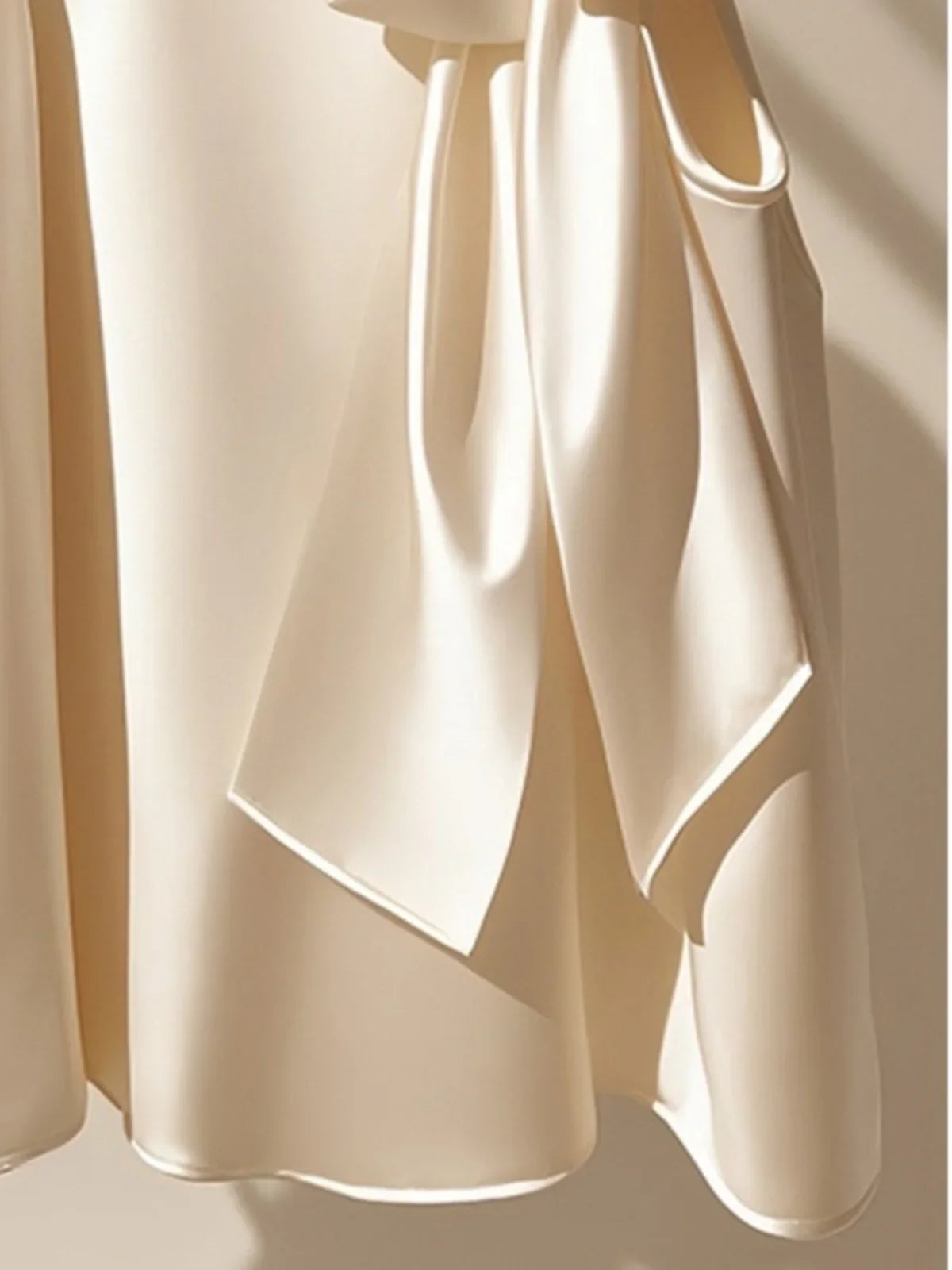 Chic Champagne White Satin Halter Neck Tank Top  French Bow Sleeveless