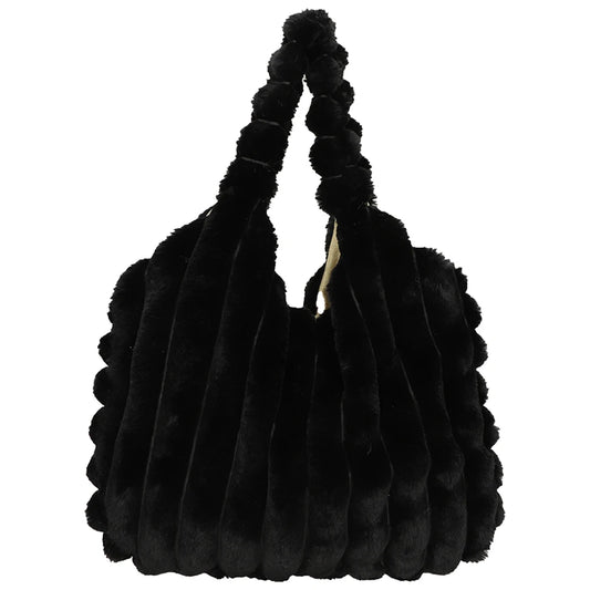 Plush Tote Handbag Large Capacity Soft Satchel Bag Versatile