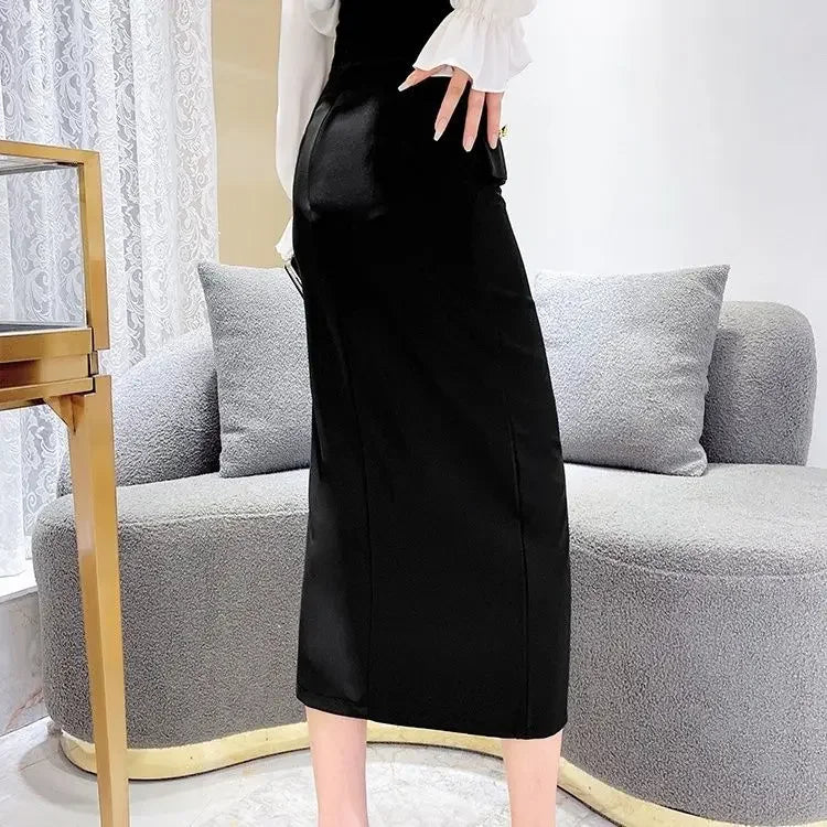 Satin  Trumpet  High Waist  Long Skirt