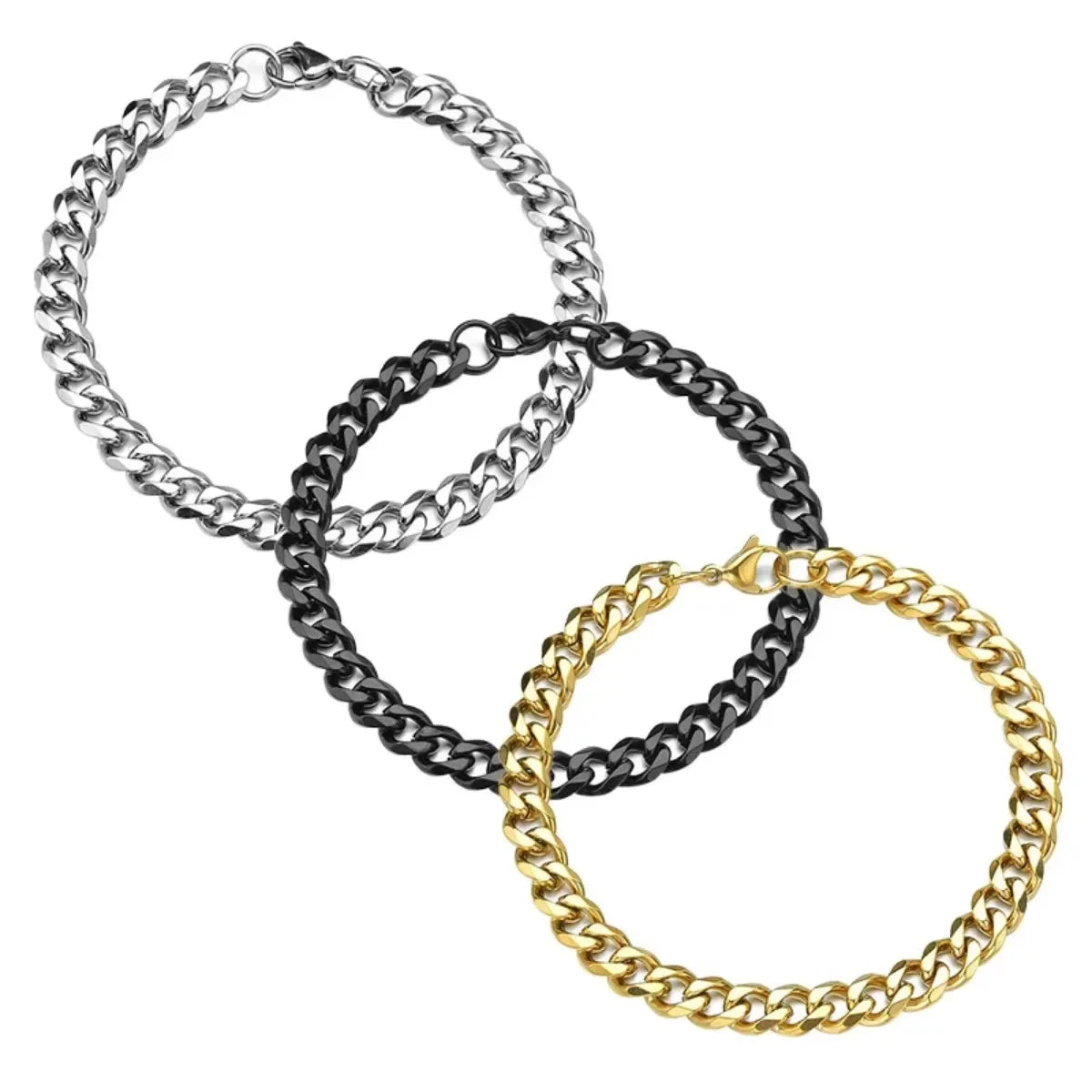 Fashion Stainless Steel Men Curb Cuban Chain Bracelets Women Bracelet on Hand Unisex Wrist Hand Jewelry
