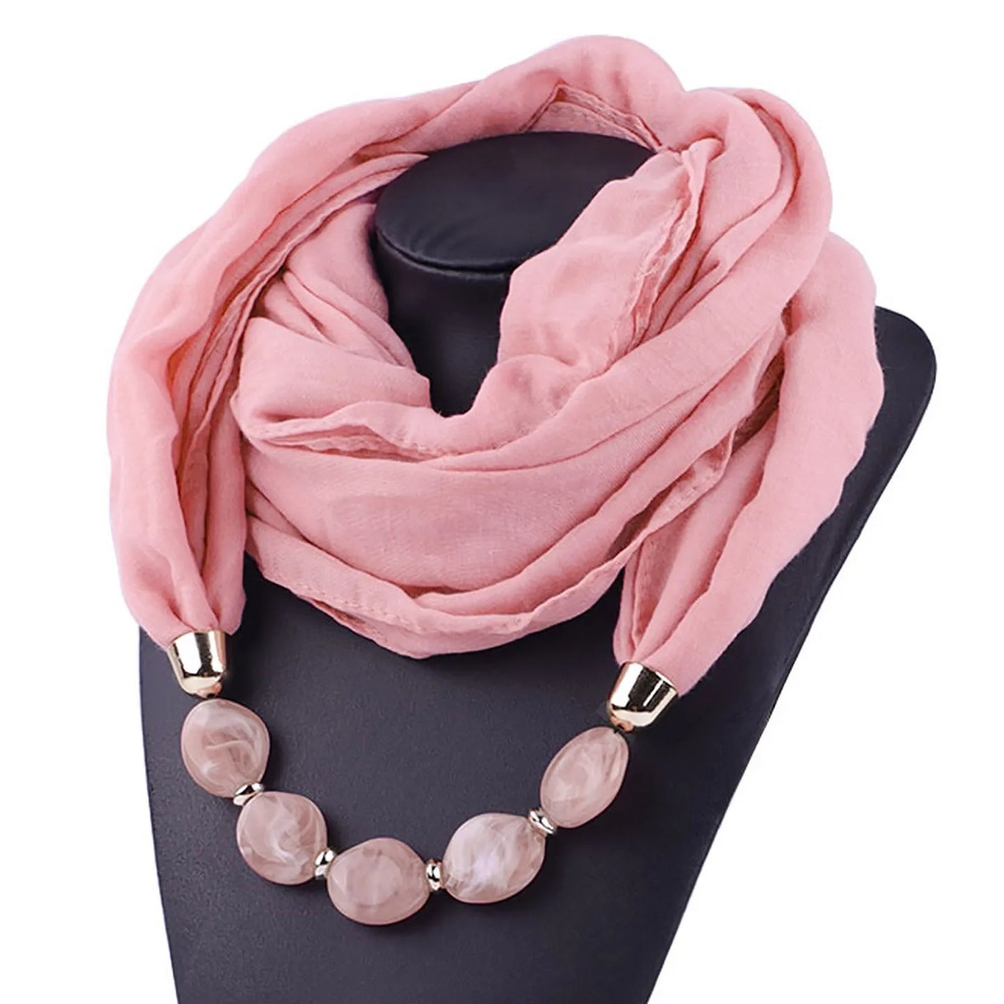 Elegant Women Necklace Scarf with Ethnic Style Pendant Soft Cotton Linen Design for Versatile Fashion Accessory