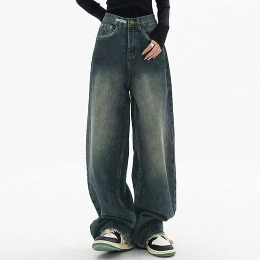 Streetwear Fashion Vintage Denim Jeans Women Baggy Jeans Trousers With High Waist Loose Straight Leisure Trousers
