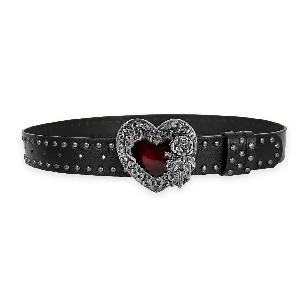 Jeans Belt sword red heart Gothic Fashion Belts For Women Designer Luxury Black Rivet Punk Accessory
