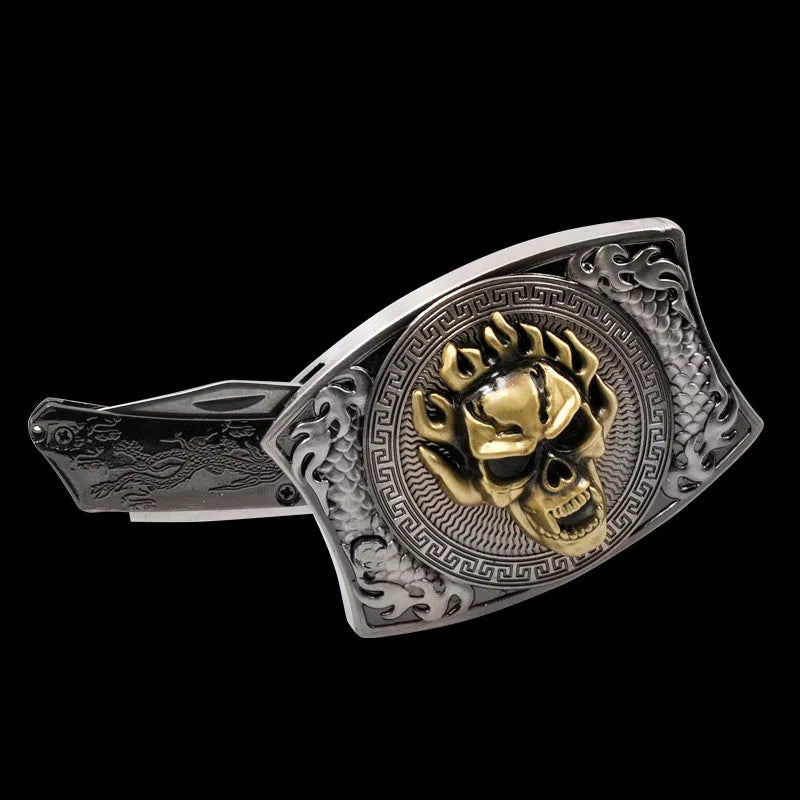 Metal West Cowboy Belt Buckle With Knife  Jeans Accessories Fit 3.8CM-4CM