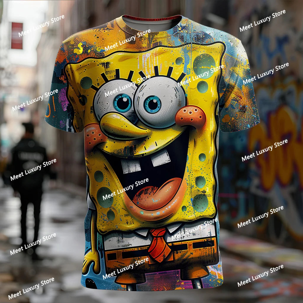 DOMIO 3d Men's Cartoon Anime SpongeBob SquarePants Men T-shirt Short Sleeved Oversized  T-shirt /Adult Men Clothing T-shirt