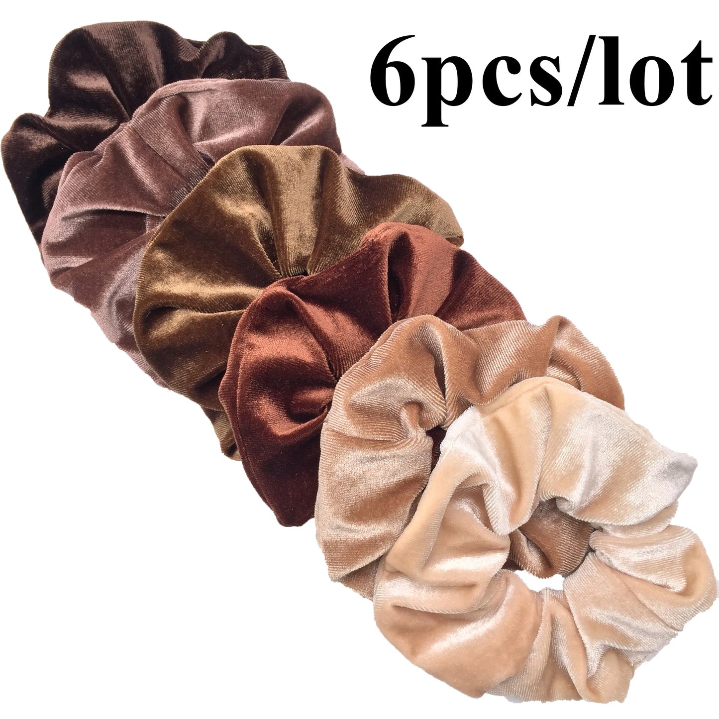 10/6/1pc hair scrunchies headband women ties velvet solid color Black set pack