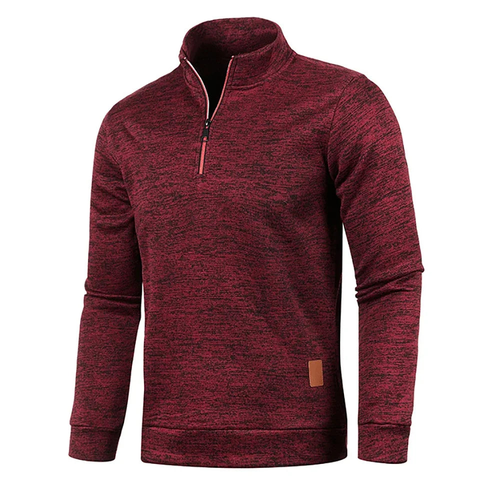 Half Zip Sweater Casual Long Sleeve Coat Stand Collar Zipper Coats Unisex Sport Loose Pullover Streetwear