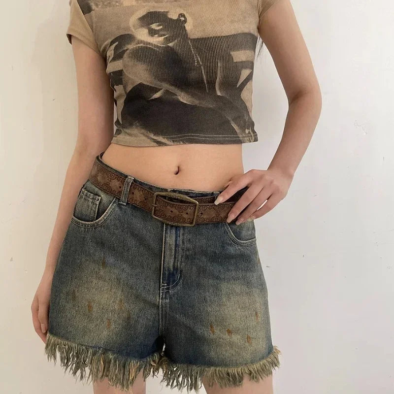 Pattern Print Retro Belts for Women Luxury Designer Brand Buckle Pin Waist Belt Female Pu Leather Fashion Waistband