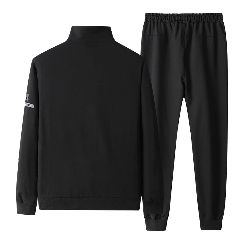 Spring Autumn Men Casual Sports Joggers 2 Pieces Tracksuit Sets Men's Sportswear Prints Suits Sweatpants Jacket Male Big Size