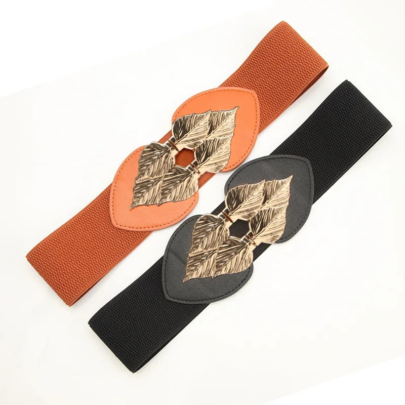 women's elastic waist seal fashion commuting belt for women leaves peach heart elastic wide waist seal