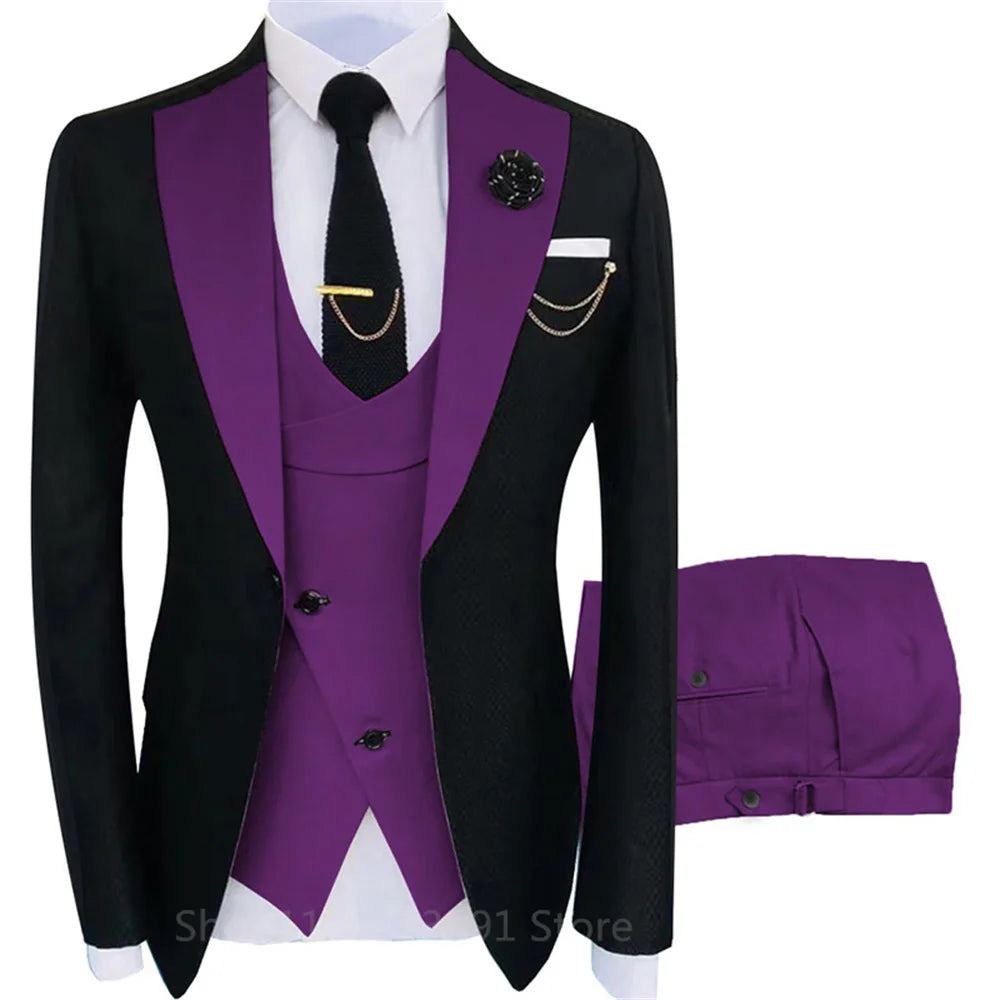 Terno Slim Fit Blazers Groom Suits For Men Boutique Fashion  ( Jacket + Vest + Pants )