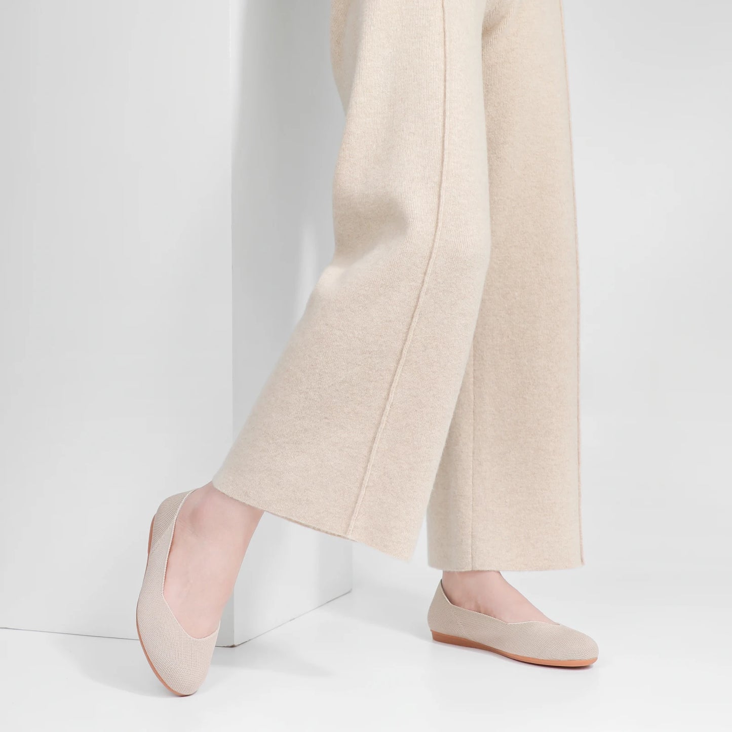 Ballet Flats Comfortable Knit Flat Shoes for Office Work Washable Casual Dress Shoes