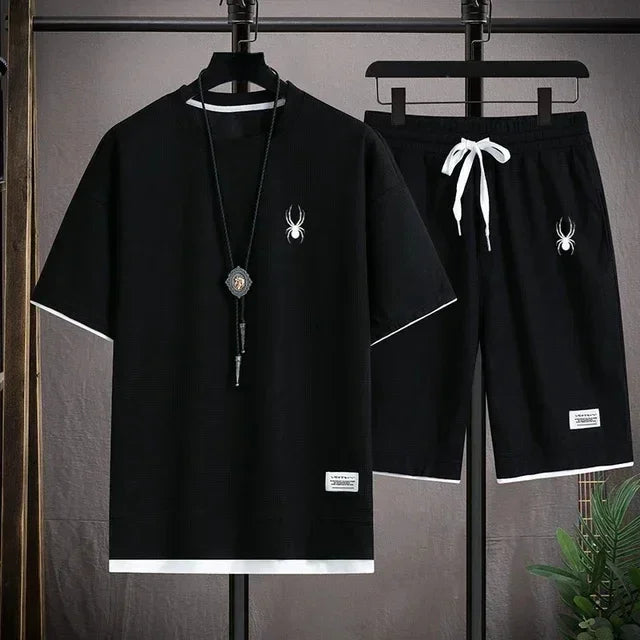 Men's short sleeved T-shirt and sports shorts set casual sportswear fashion summer