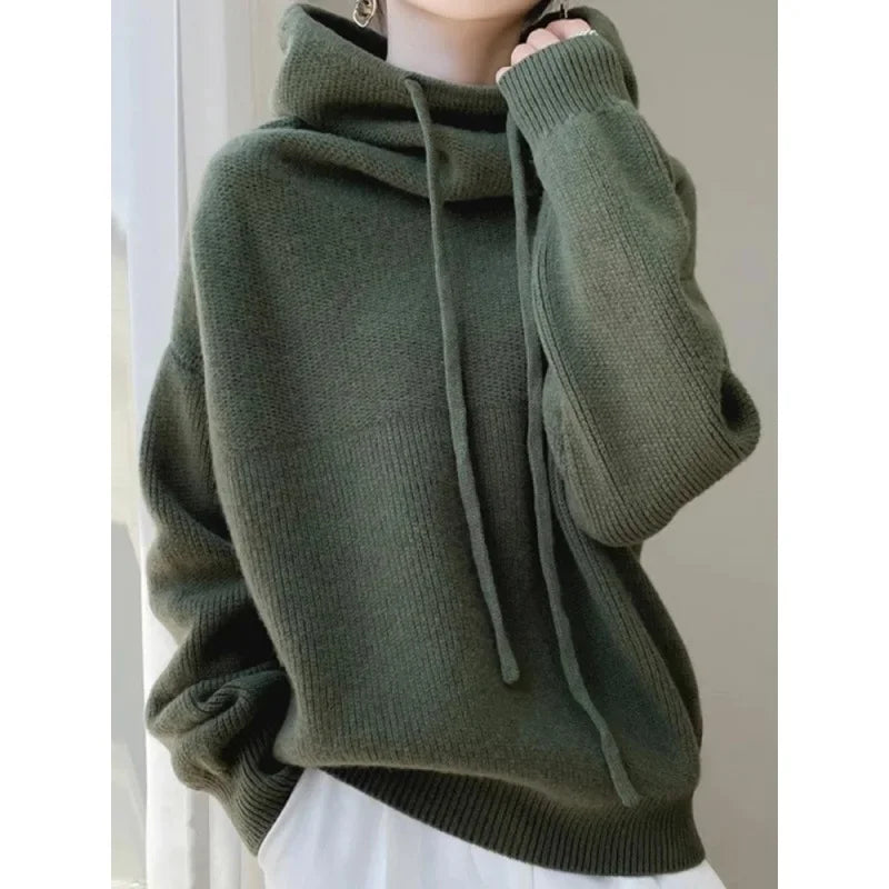 Comfortable Soft And Supple Hooded Thickened Knit Top Autumn/Winter New Style Warm Slimming Versatile Sweater Jacket