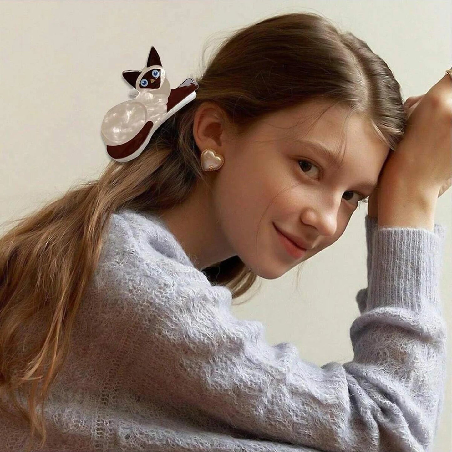 1pc cat hairpin lady cute little hairpin short long hair hairpin