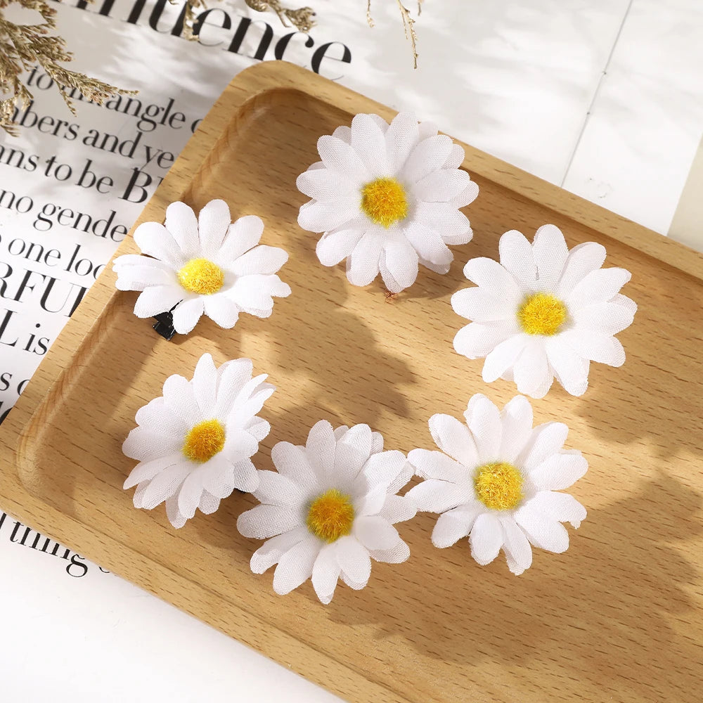 6Pcs Sunflower Hair Clips Side Bangs Clip Cute Daisy Small Flower Hairpins Duckbill Hairpin Women Hair Accessories
