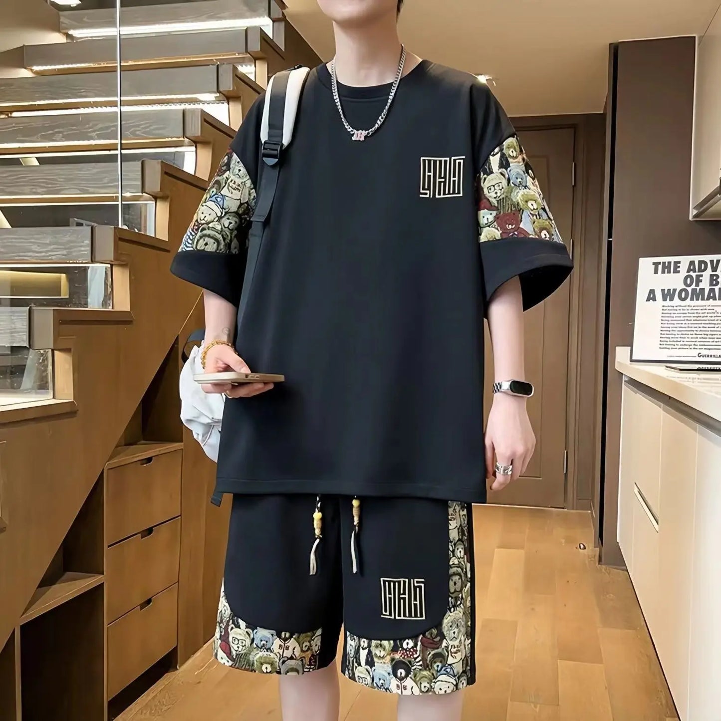T-shirts + shorts summer fashion Sportswear shirts Men's Casual Sets Male Fashion shirts and shorts full size M-5XL