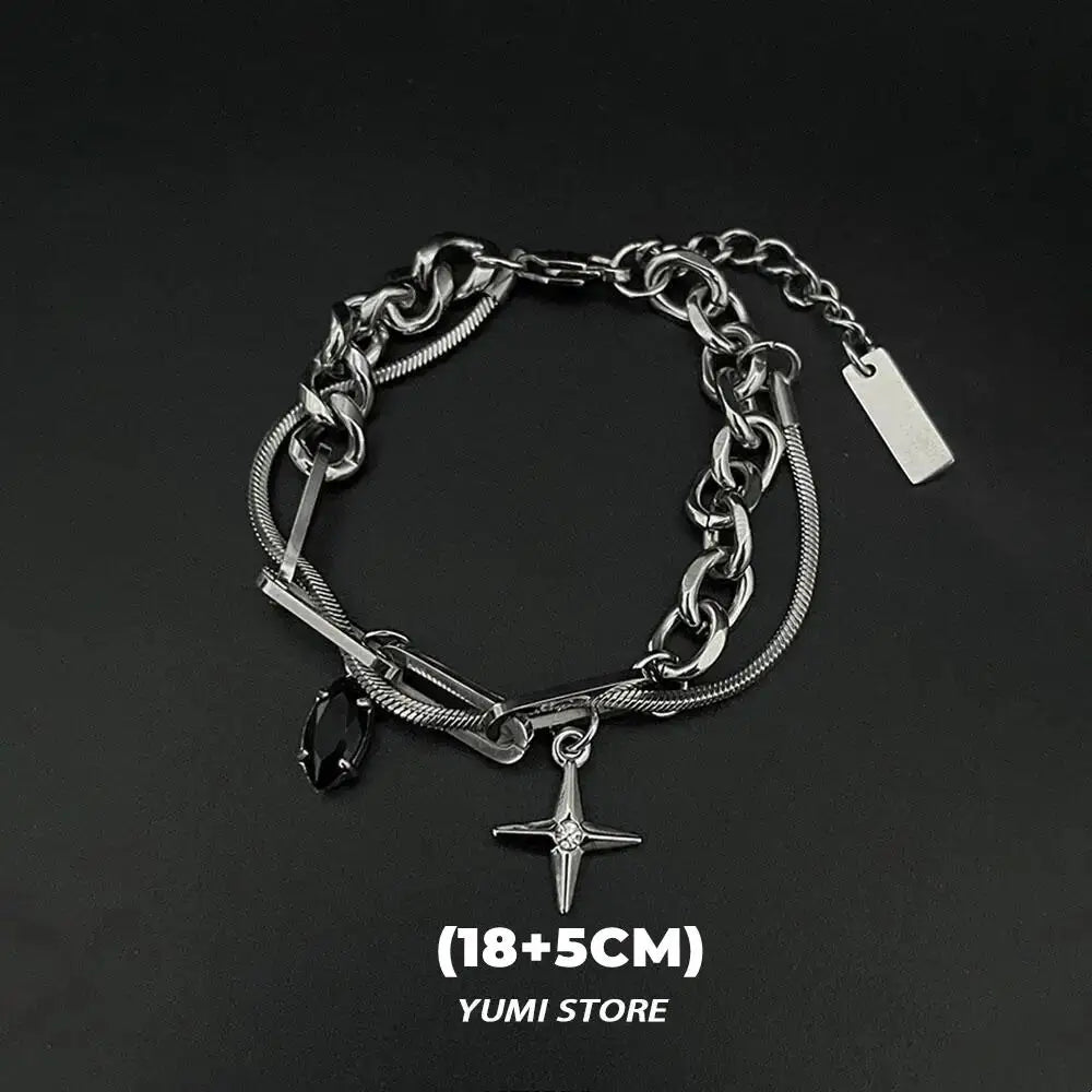 Retro Flame Cross Bracelet For Men Woman Hip Hop Titanium Steel Splice Chain Charm Unisex Jewelry