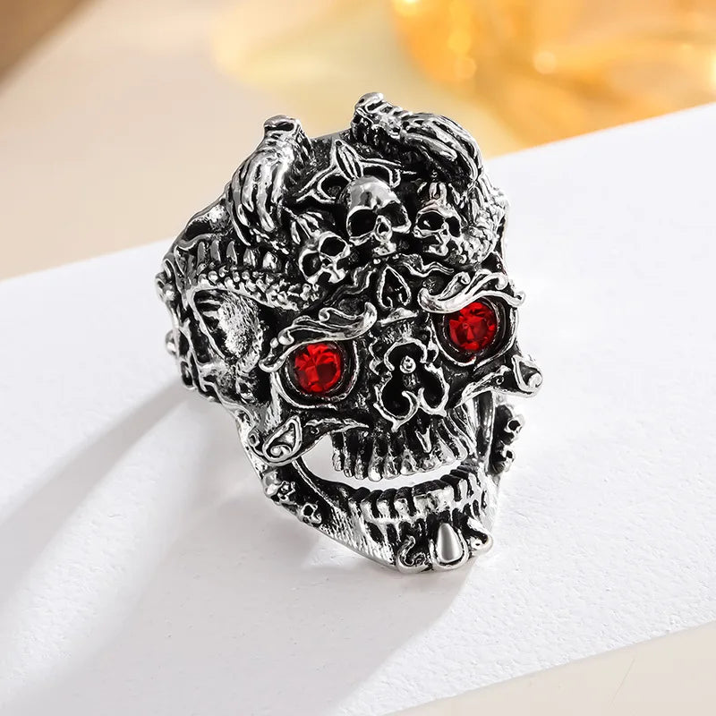 rock gothic jewelry ring male personality domineering men's ring vintage distressed skull trendy ring