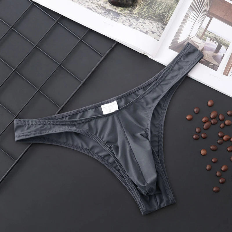 Men's Seamless Breathable Briefs Ultra-thin See-through Low-rise Underwear Sexy Transparent Low Waist Seamless Men's Solid