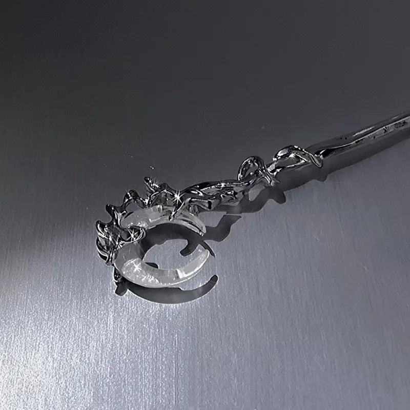 Vintage Moonstone Hair Sticks for Women  Chinese Style Simple Metal Chopstick Hairpins Headwear Jewelry Hair Accessories