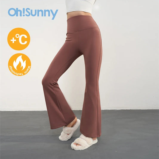 Winter Warm Thick Yoga Pants Flare Leggings High Waist Stretchy Breathable Fitness Trouser