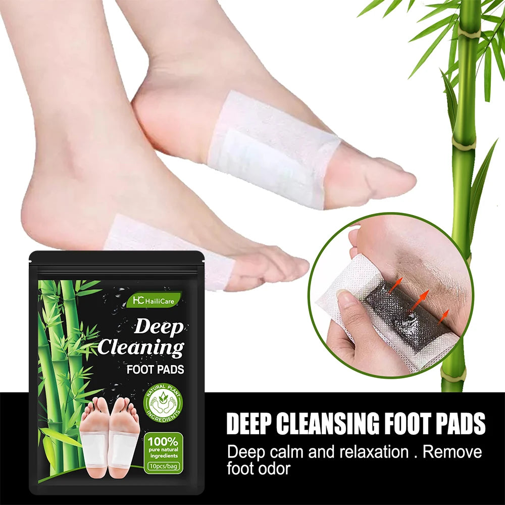 10pcs/Bag Foot Pads Detoxifying All-natural Bamboo Foot Detoxifying Deep Cleansing