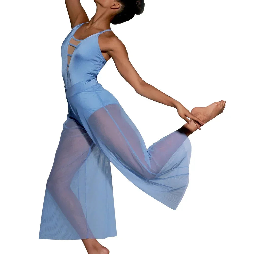 2 Piece Dance Camisole Leotard and Wide Leg Pants Outfit Contemporary Dance Wear