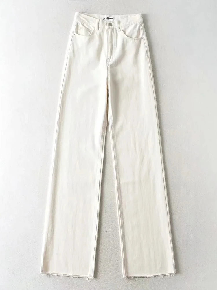 Cryptographic Casual Fashion Straight Leg Women's Jeans Denim Bottom Long High Waist Baggy Jeans