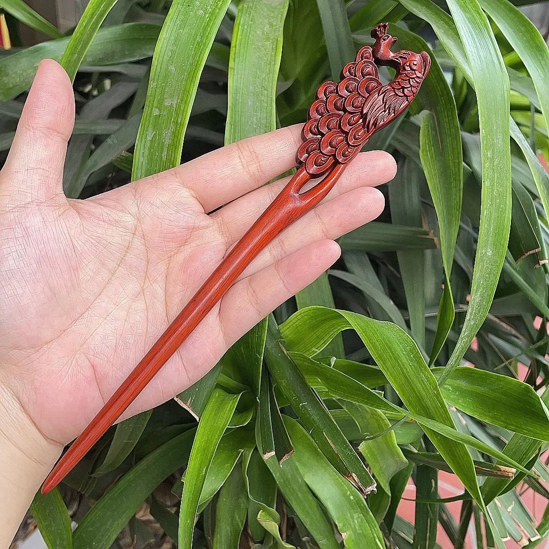 Chinese Retro Style Peach Wood Handmade Carved Hairpin Hollow Out Hair Stick Hairpin Women Hair Styling Tools Hair Accessories
