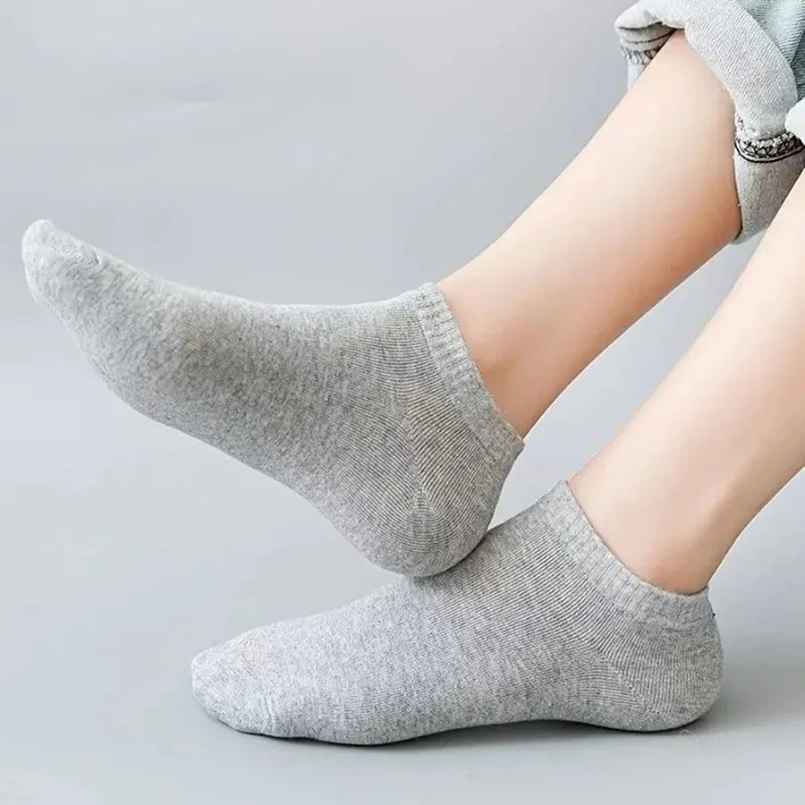 10 pairs/Men's Socks Spring/Summer Thin, Breathable, Soft Polyester Cotton Socks Black Casual Business Ankle Socks Boat Socks