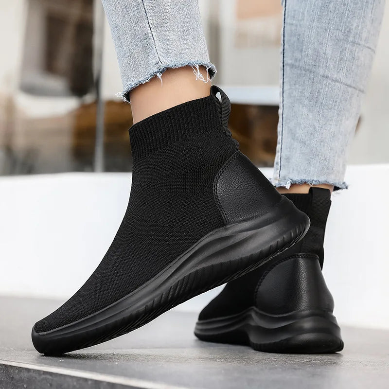 Slip on Sock-Soft Sneaker Boot Lightweight Slip On Ankle Booties Comfortable Casual