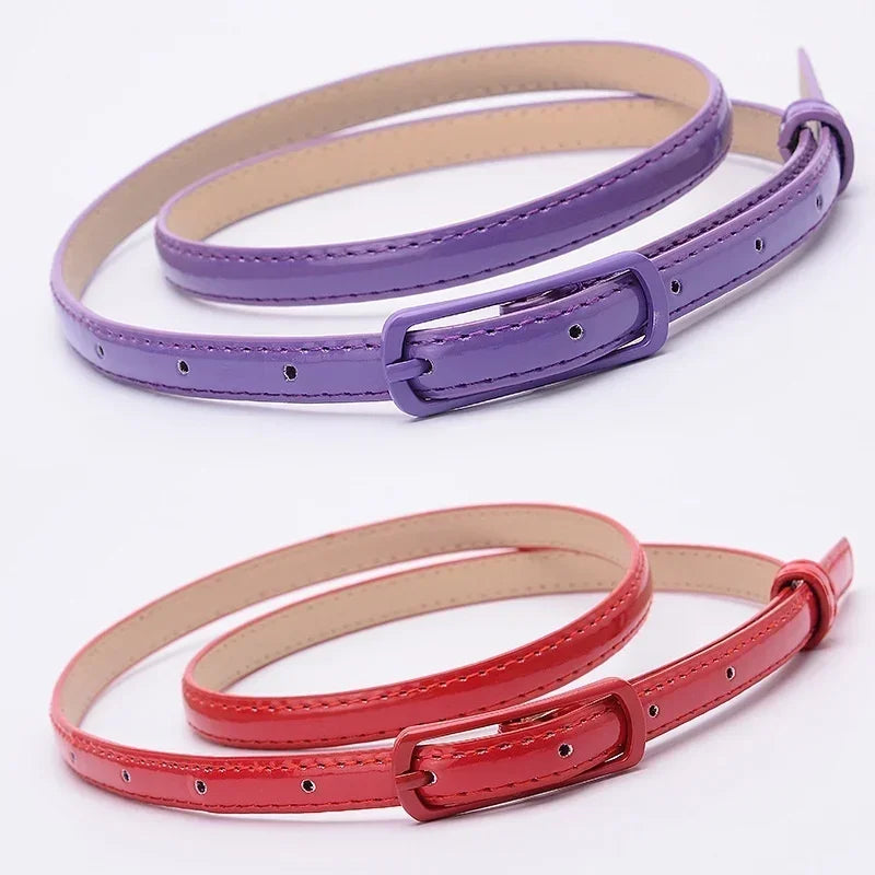 Ladies Fine Belt Word Buckle PU Belt Ladies Fashion Belt Thin Waist Skirt