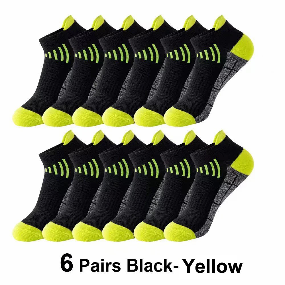 6 Pairs Neutral Knitted Odor Proof Sports Socks Fashionable Stripes Sweat Absorbing Breathable Couple Running Casual Socks