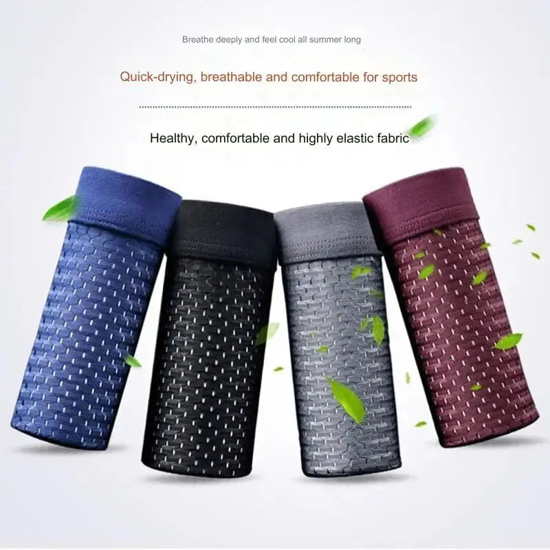 4 PCS/Lot Men's Ice Silk Underpants Breathable Summer Man Shorts Boxers Underwear Bamboo