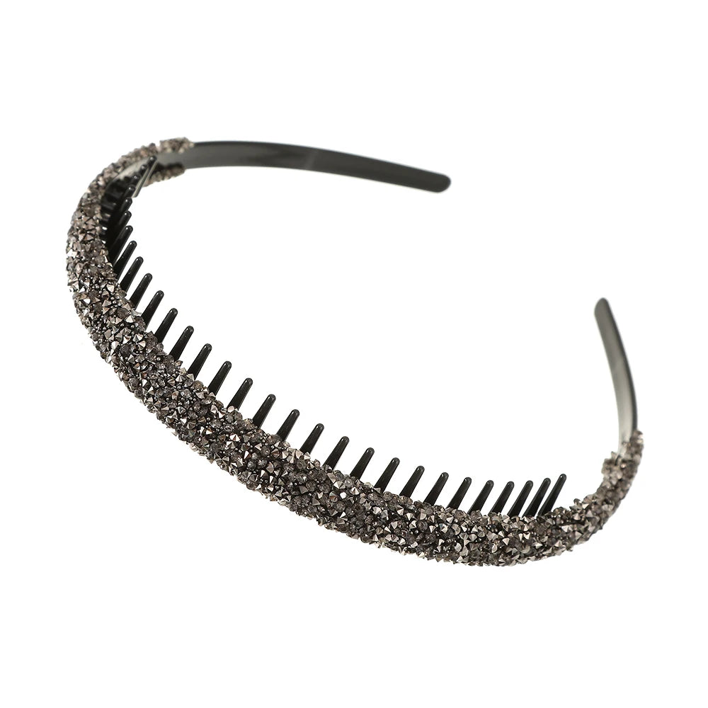 Luxury Non-slip Rhinestone Hair Hoops Bands Women Tooth Elastic Headbands For Women Shiny Hair Hoops Bezel Accessories