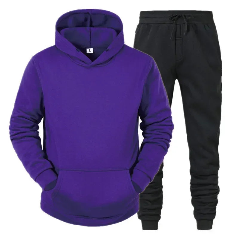 Basic Men/Women 2Pcs/Sets Sweatshirt Hoodies Pants Male Gyms Fitness Tops Joggers Sportswear Tracksuits