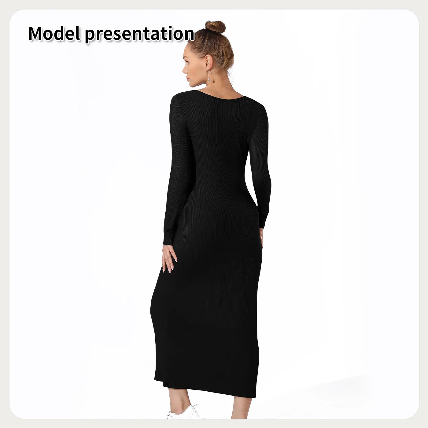Solid Color Sundress Elegant Party Slim Robe Long Sleeve