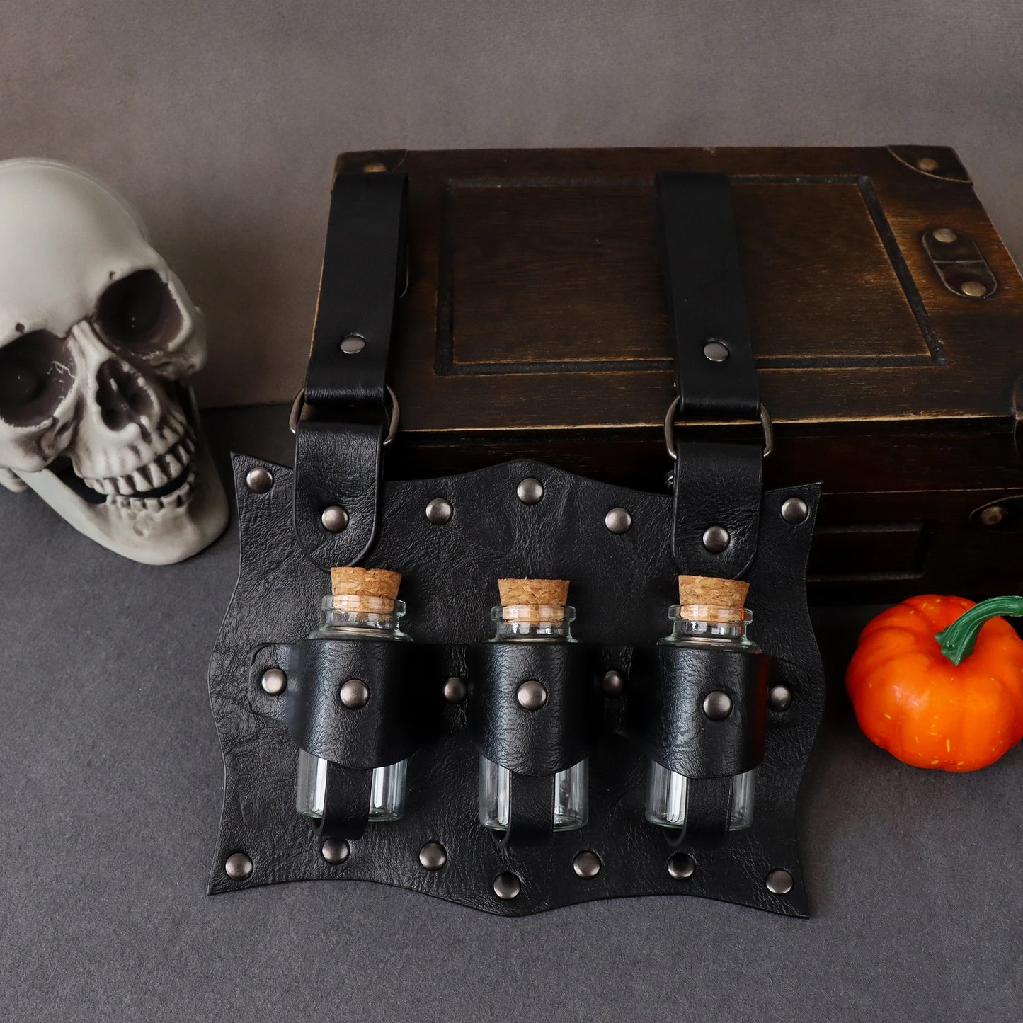 Medieval Alchemy Vial PU Holder Belt Hanging Potion Magic  Medieval Belt Vial Pouch Alchemy Healer Kit Bags