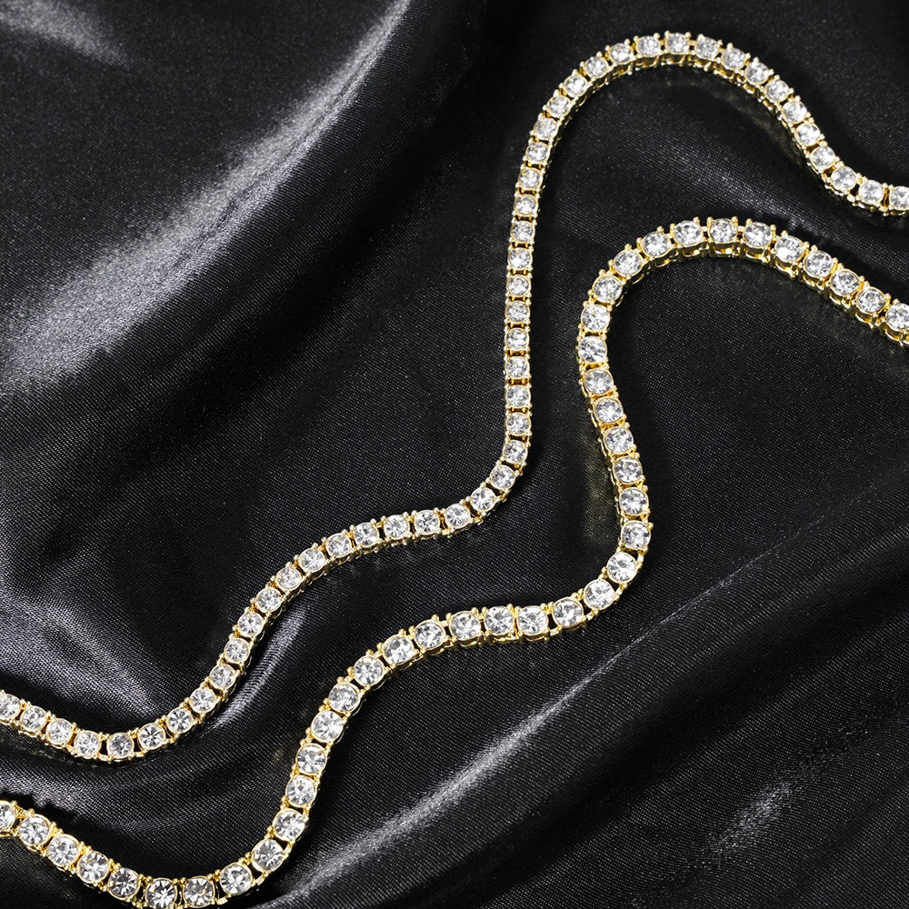 Classical 4MM Tennis Chain Iced Out Bracelet or Necklace Men Fashion Hip Hop Jewelry Women 8/16/18/20/24inch Choker