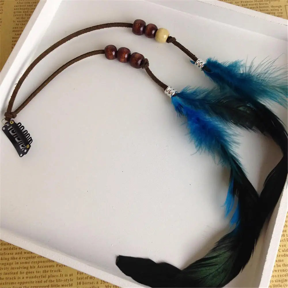 Bohemian Feather Hairband Women's Festive Masquerade Carnival Hippies  Indian Prom Gypsy Long Tassel Hair Accessories