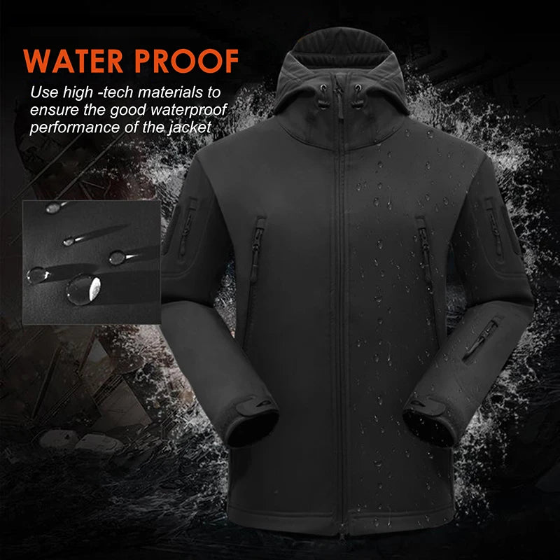 Low Price  Men's Outdoor New Soft Shell Waterproof and Cut Resistant Thick Wool Fleece Multi Pocket Tactical Set