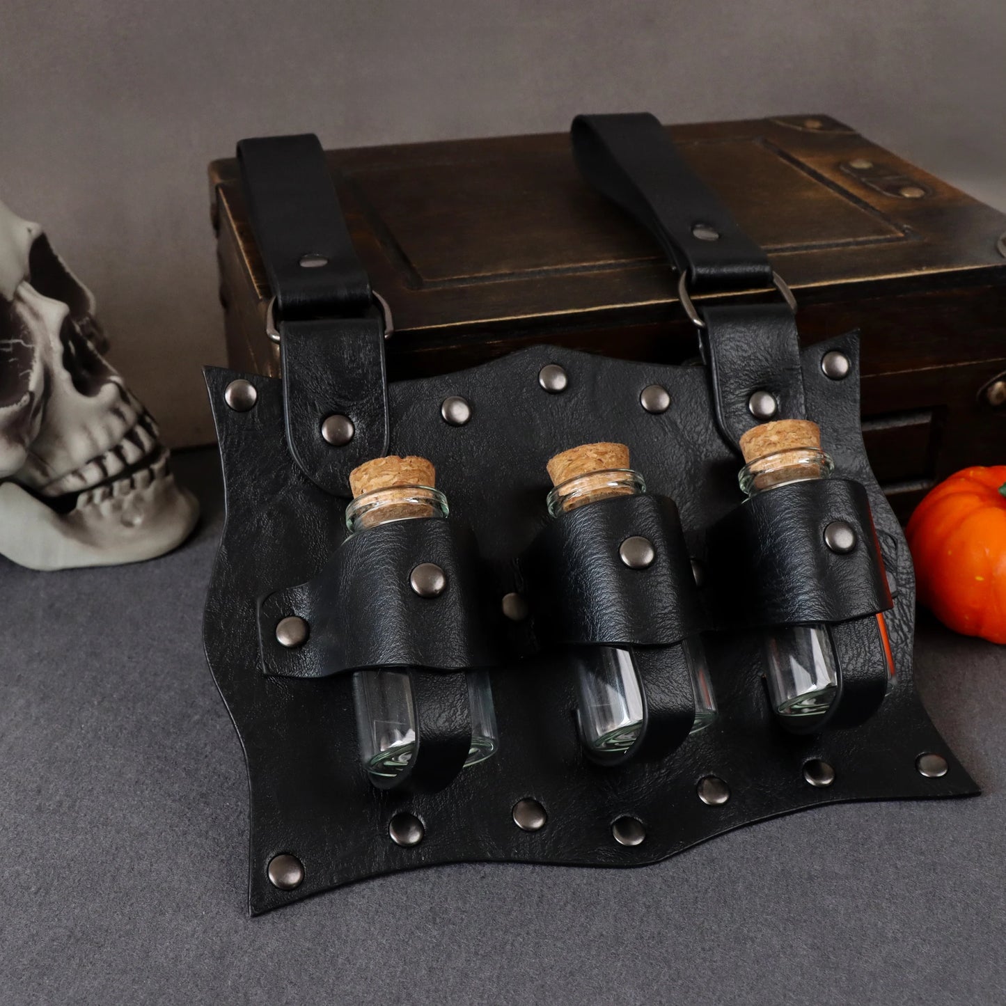 Medieval Alchemy Vial PU Holder Belt Hanging Potion Magic  Medieval Belt Vial Pouch Alchemy Healer Kit Bags