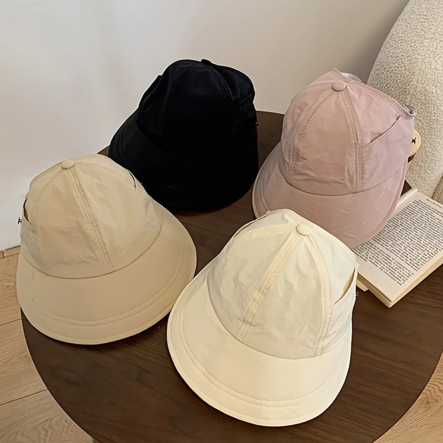 Foldable Wide Brim Ponytail Sun Hat Adjustable  Summer Quick-dry Visor Fisherman  Beach Hat
